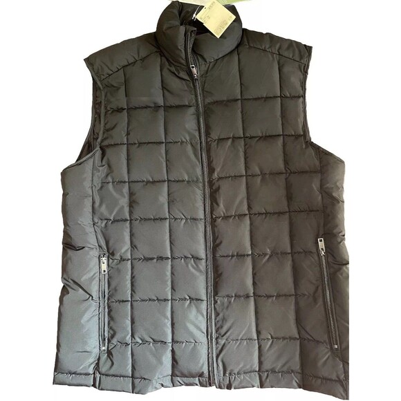 H&M Men’s Quilted Puffer Black Vest Heat Up Tech Full Zipper Pockets Medium New - Picture 1 of 5
